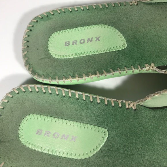 Bronx Green leather mules size 39B - Picture 3 of 4